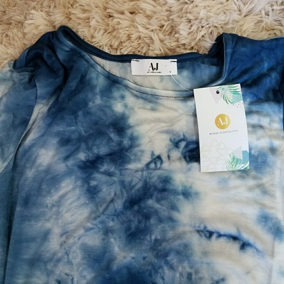 Blue Tie Dye Asymmetrical Dress - Picture 4 of 5